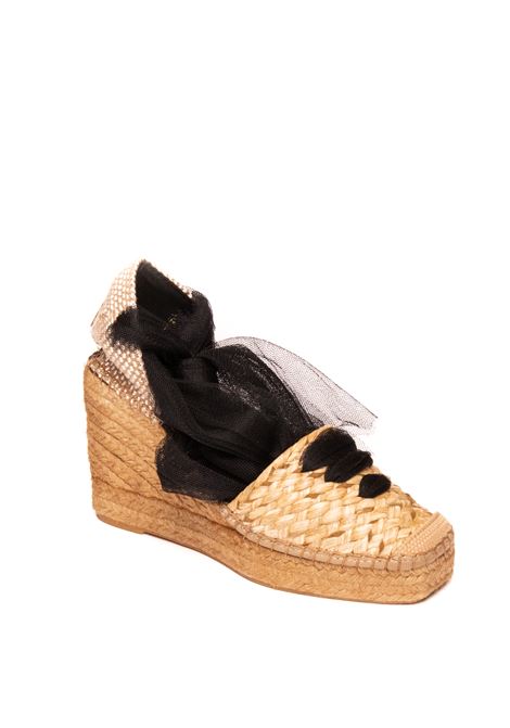 Black rafia espadrillas sandal VIDORRETA | 82200PLM7TRAFIA TUL-NEGRO